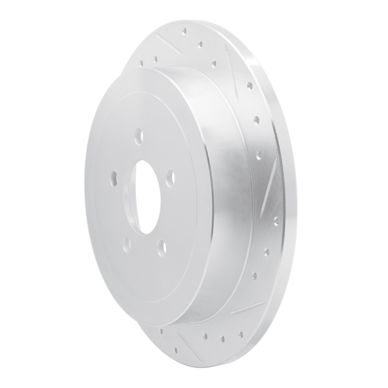 Lincoln Town Car Brake Rotor (1) - Rear Right - R1 Concepts - Drilled & Slotted - Silver - `03-`11